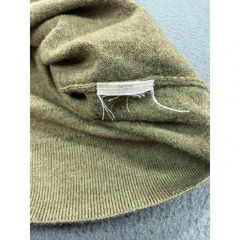 Banana Republic Sweater Mens Medium Green 100% Merino Wool 1/4 Zip‎ Mock Neck